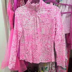 Lilly Pulitzer S Palm Beach Paradise PINK SKIPPER POPOVER 1/2 Zip Pullover